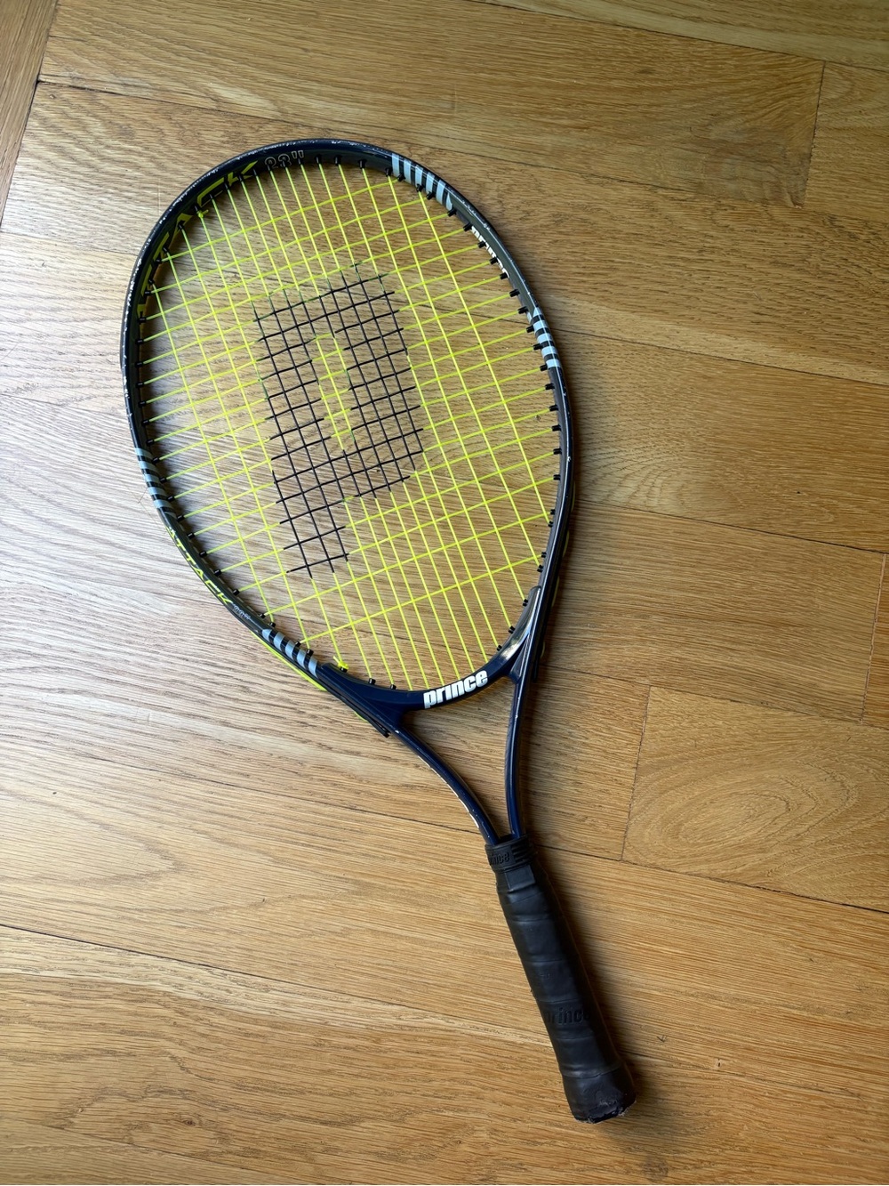 Prince Attack 23” Tennis Racket - Navy with Neon Yellow